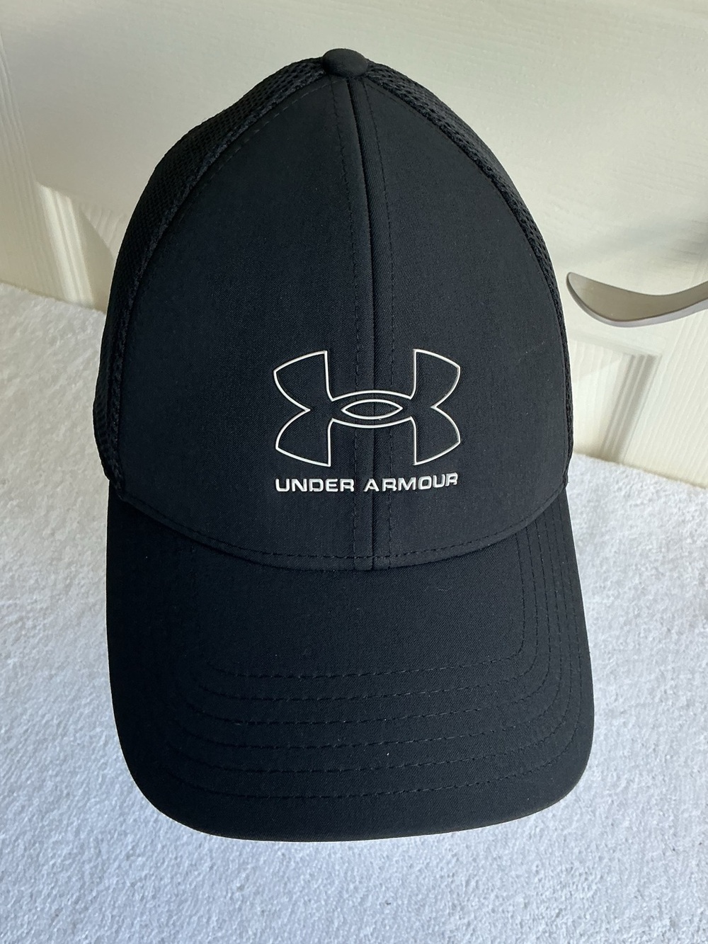 Under Armour Black Hat with White Outline Logo